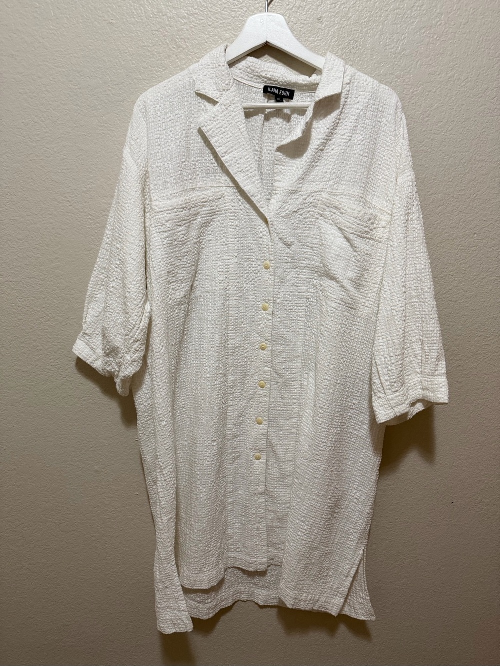 Ilana Kohn Hugo Dress XL White Cotton Gauze Oversized Shirt Dress
